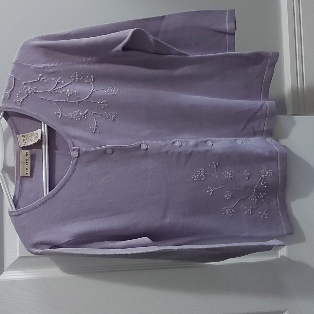 Apostrophe button down cardigan with beading detail on front